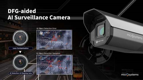 카메라 렌즈의 이물질을 스스로 세척하는 AI CCTV. 마이크로시스템이 선보인 AI CCTV는 CES 2023에서 최고혁신상을 받았다. 2023.1.16 ⓒ정책브리핑 제공
