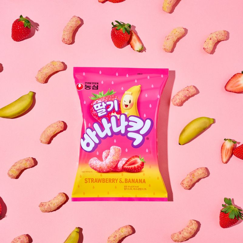 바나나킥 시리즈로 출시된 딸기바나나킥이다. ⓒ사진 농심 공식 인스타그램 제공, @nongshim