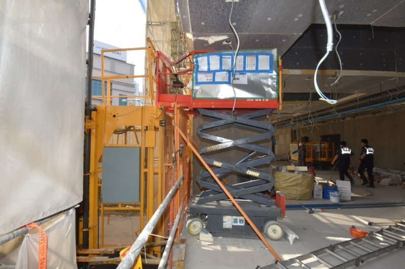 끼임 사고 발생 지점 공사장 4층. ⓒ성북소방서 제공, 뉴시스