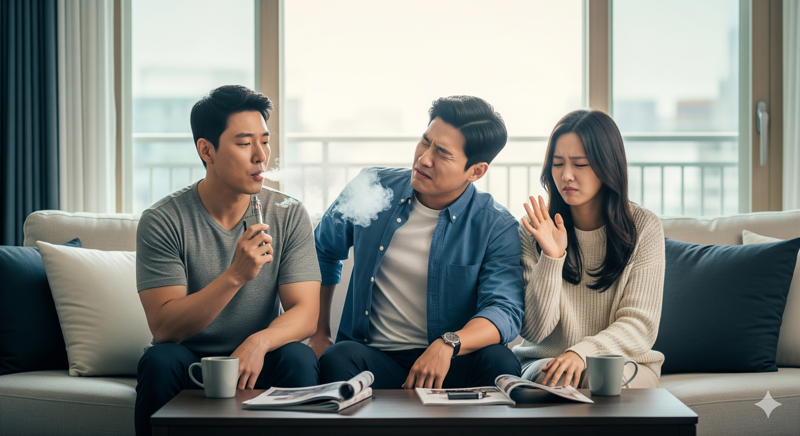 액상형 전자담배 간접흡연. 사진=생성형 AI로 제작